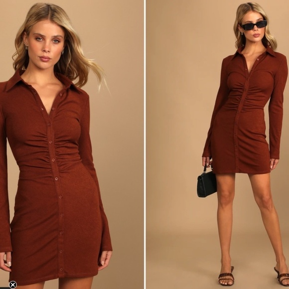 LULUS Sexy Stretch Long Sleeve Rib Knit Y2K Bodycon Mini Dress NWOT - Picture 5 of 5